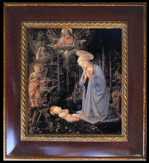 framed  Fra Filippo Lippi The Adoration of the Infant Jesus, Ta079-5